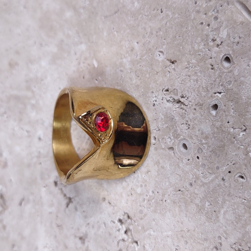Rustic Cuff Gold Folded Band Ring - Picture 3 of 7